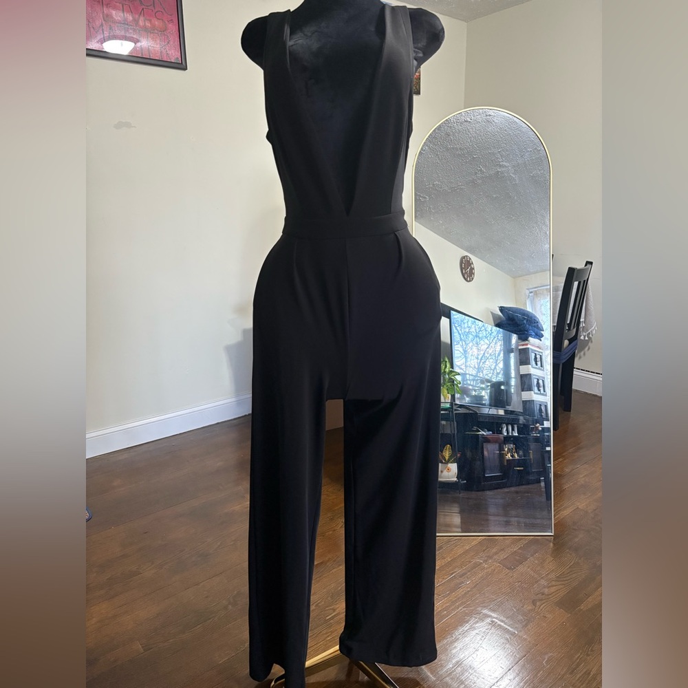 Plunging Neck Black Jumpsuit